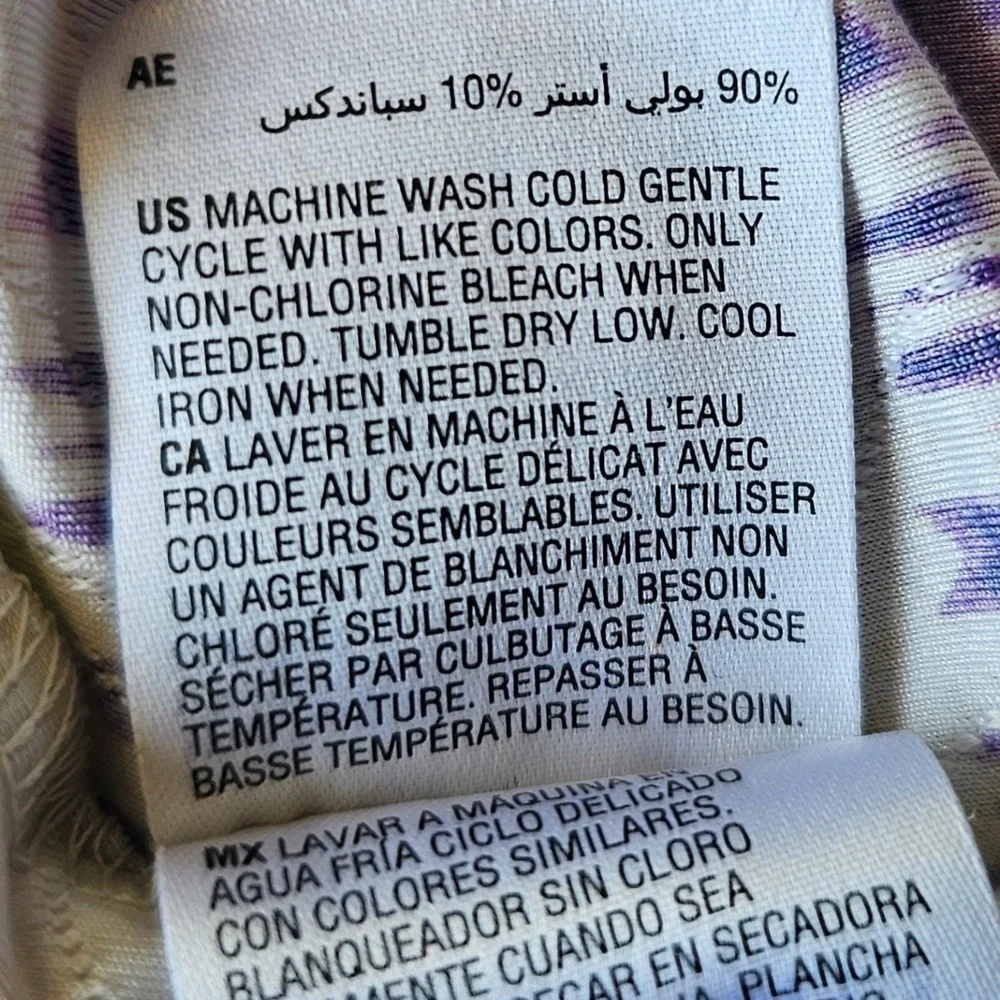JM Collection Womens Petite Small Purple Yellow Abstract Ikat 3/4 Sleeve Top EUC